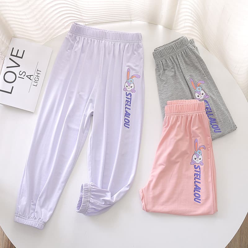 Meninas calças Modal Mosquito calças 2026 verão estrela coelho estilo esportivo crianças bebê Casual tornozelo comprimen