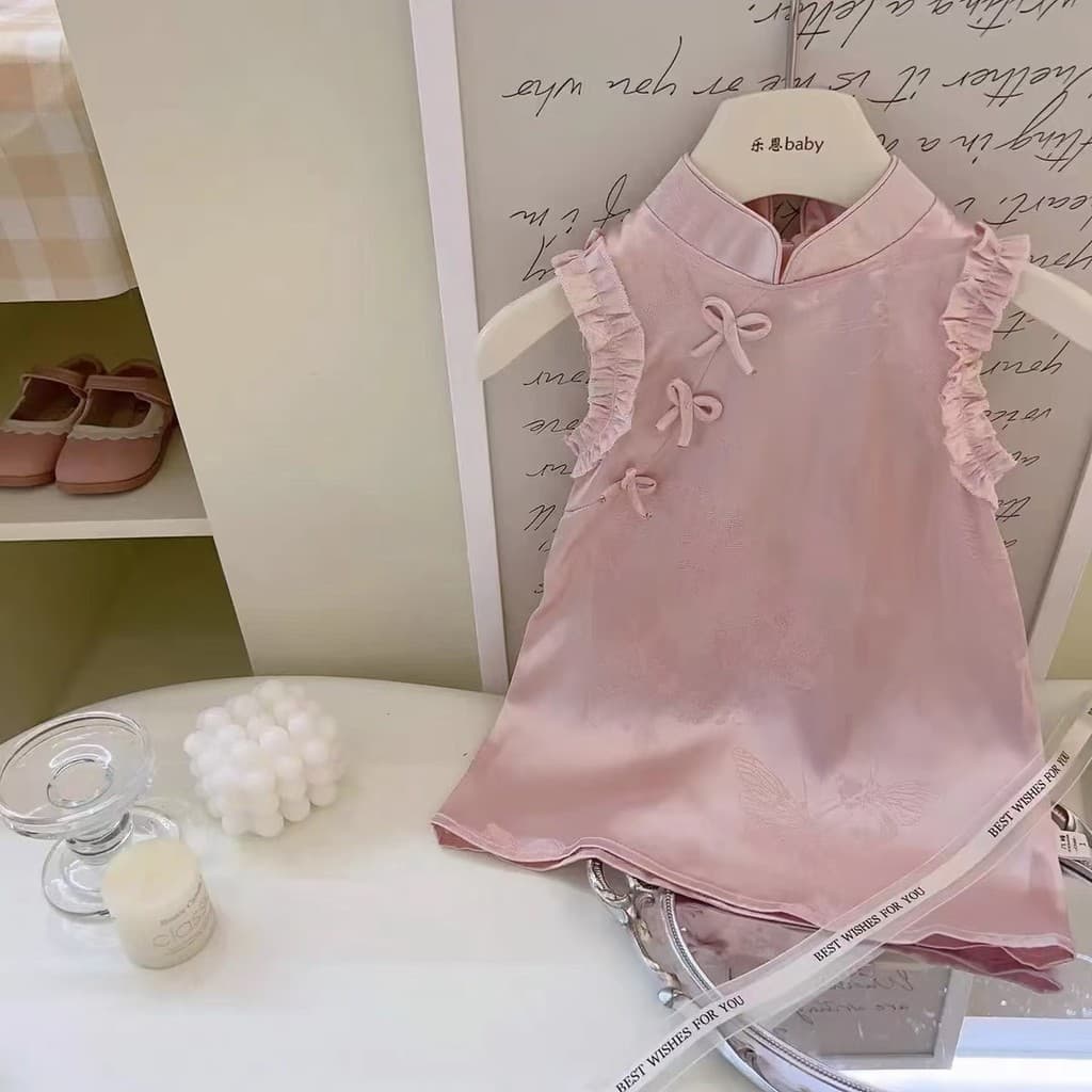 Meninas Cheongsam vestido de verão crianças estilo chinês Hanfu um ano de idade vestido de bebê vestido de princesa verã