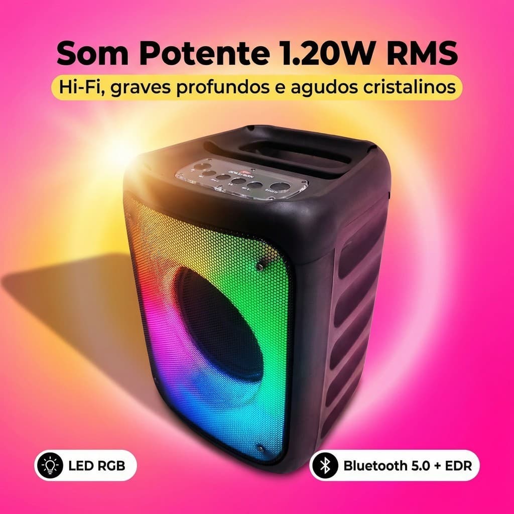 Caixa De Som Bluetooth Potência 20w Controle Remoto
