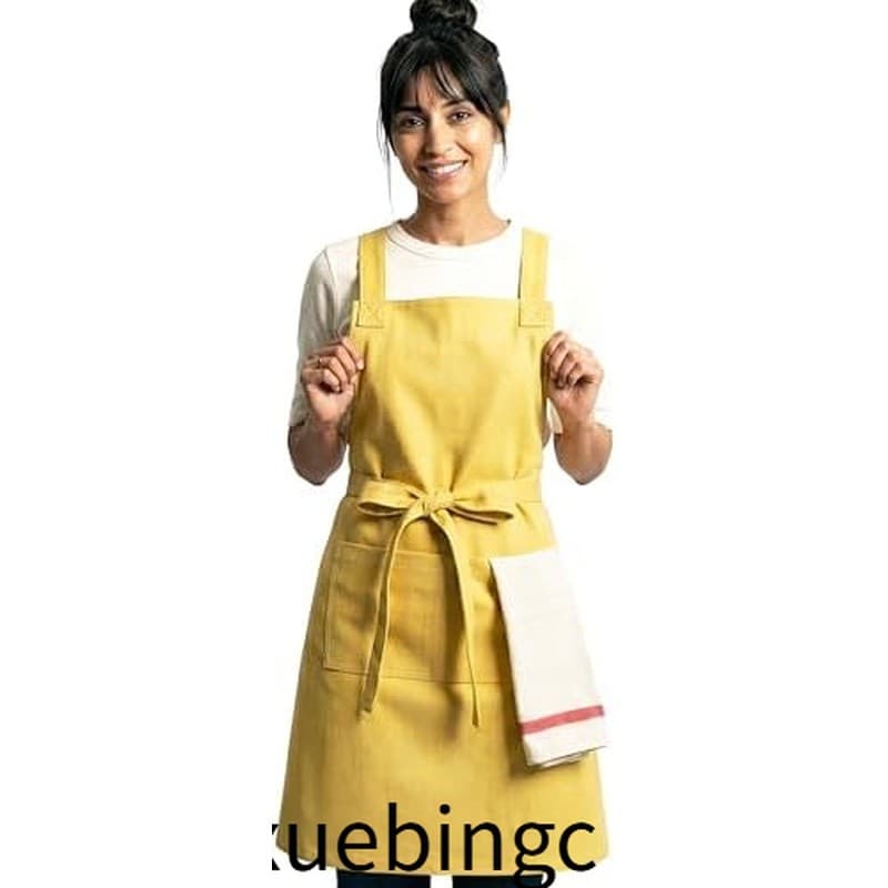 Avental De Cozinha 100 % Algodão Com 2 Bolsos – Chef Ajustável Para Cozinhar , Assar E Churrasco Uni