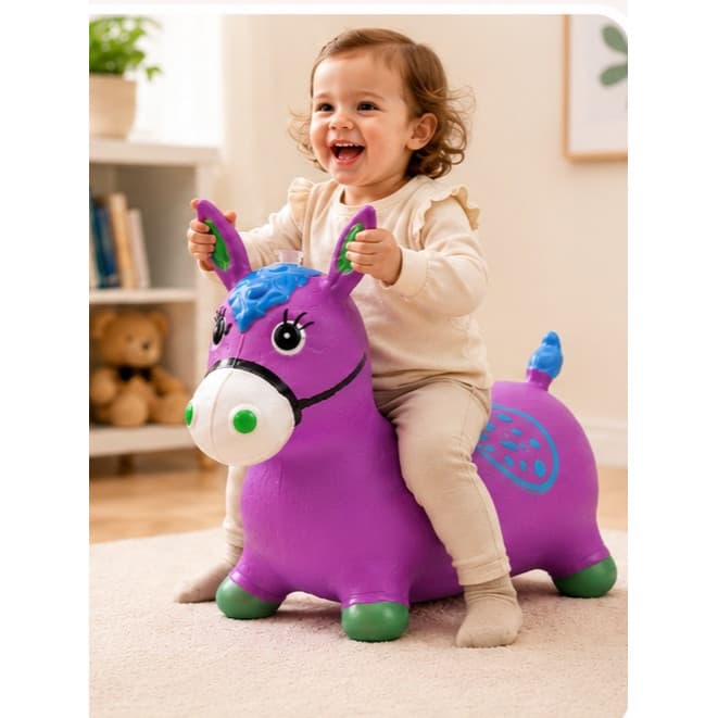 Cavalinho Upa Upa inflavel Pocoto Brinquedo Pula Pula Musica Infantil Com Musica e Led