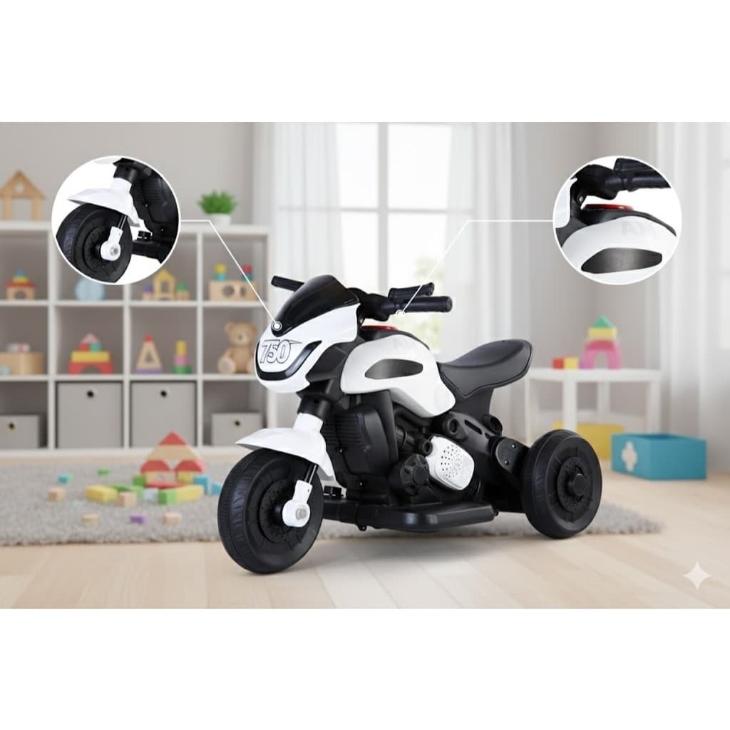 Moto Elétrica Infantil 6V Branca com Bateria Recarregável imperdível