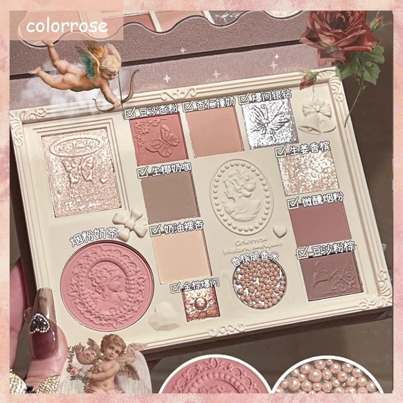Paleta de sombras em relevo destaque Blush tudo-em-um paleta de maquiagem luz maquiagem leite chá cor Natural terra cor