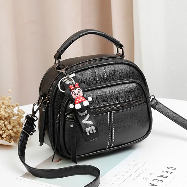 Mini bolsa pequena feminina 2026 novo estilo moda Retro simples All-Match pequena bolsa redonda de um ombro mensageiro b