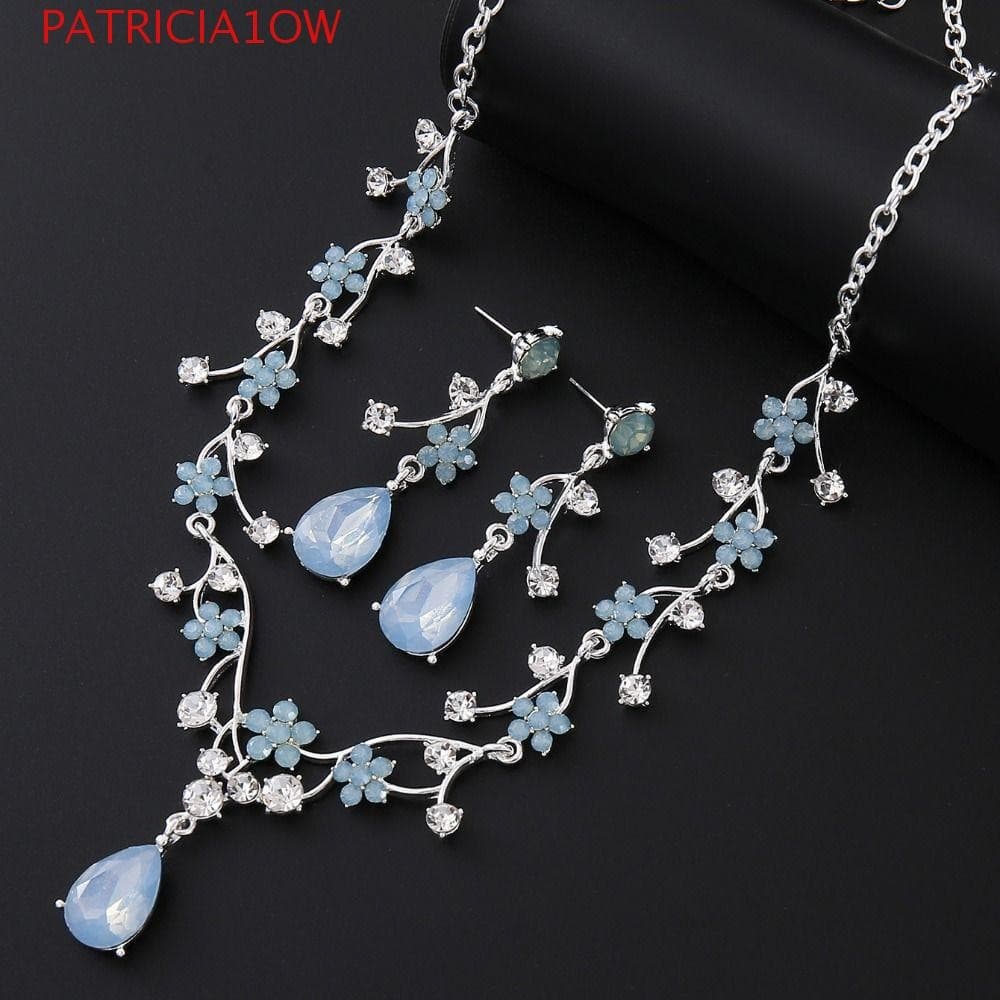 PATRICIA1OW Conjuntos De Joias De Noiva Com Gota D'água , Requintadas Douradas Ajustáveis , Strass