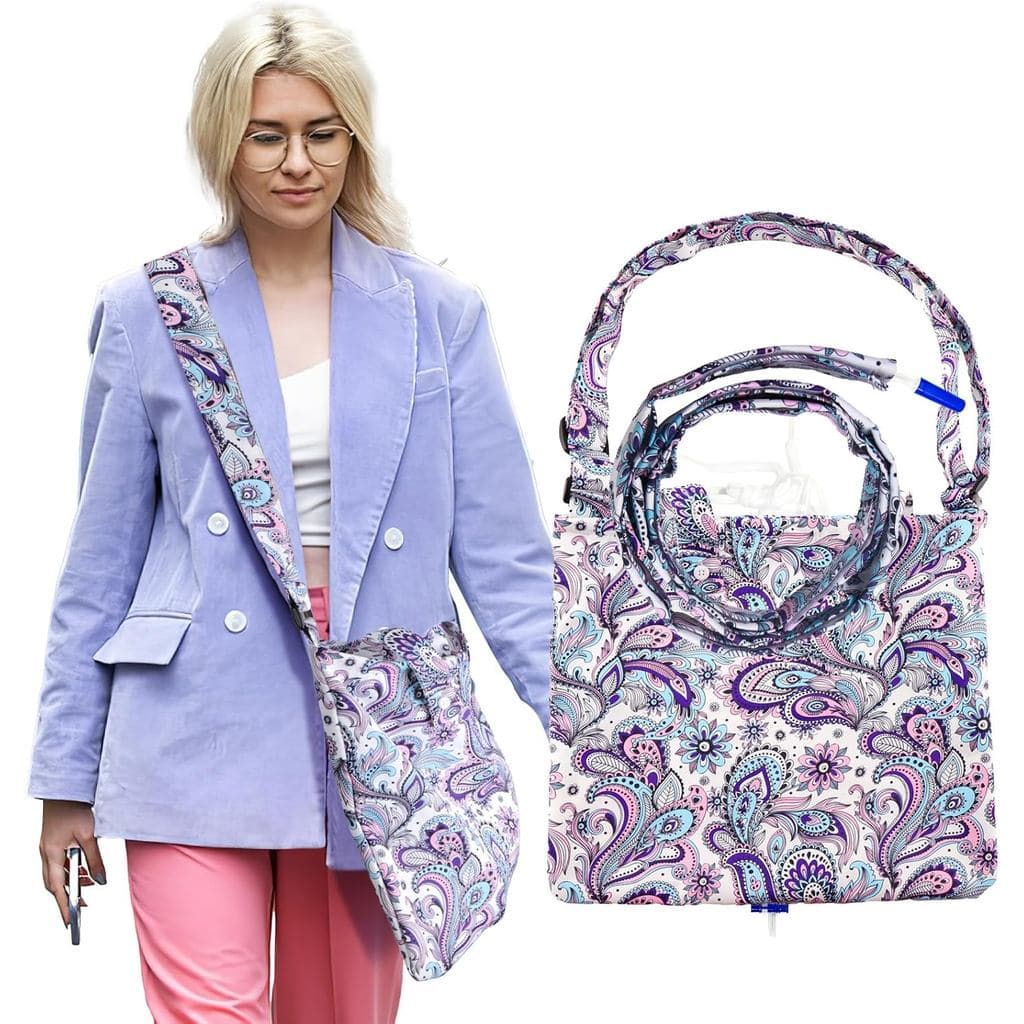 Suporte para Bolsa de Drenagem de Urina com Capa para Cateter e Alça Ajustável, Suporte para Bolsa de Drenagem de Urina