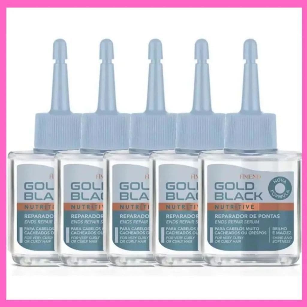 Kit 5 Óleos Reparadores de Pontas Amend Gold Black Nutritive 30ml Original