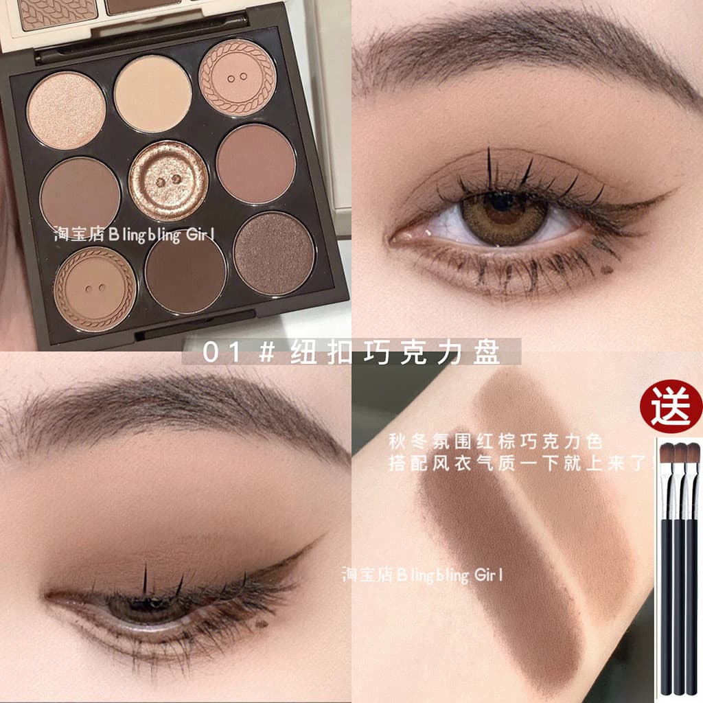 Xiaohongshu recomendado sombra terra cor suave leite chá cor nove cores paleta de sombra perolado fosco fino Flash estud