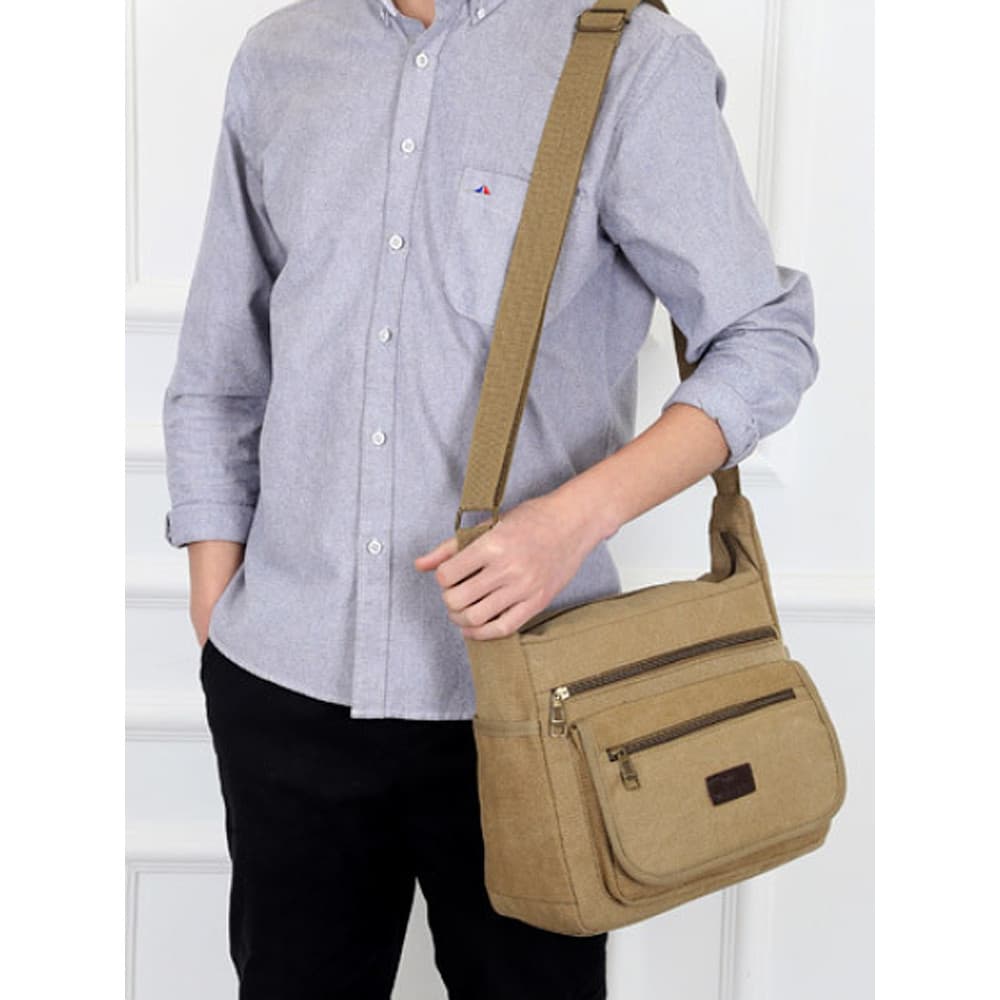 Bolsa de lona masculina bolsa mensageiro de ombro mochila de viagem de negócios bolsa de ferramentas carteira multicamad
