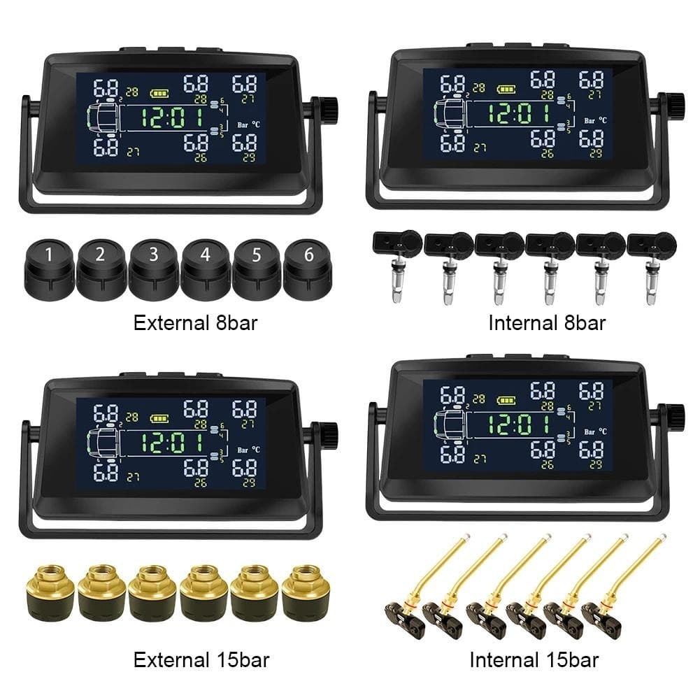 Sistema De Monitoramento De Pressão Dos Pneus Com 6 Sensores Monitor De Temperatura TPMS Universal Para Caminhão De Rebo