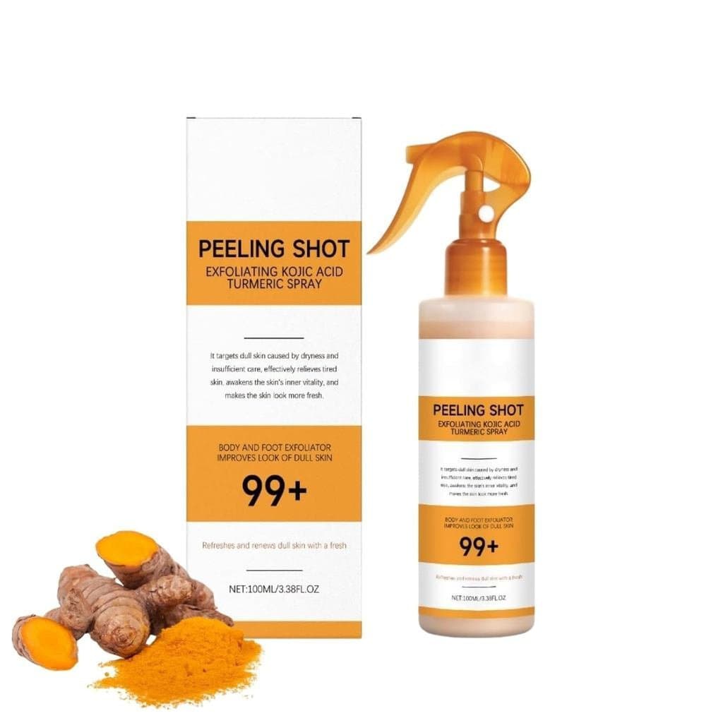 Spray Esfoliante de Cúrcuma Peel Shot, spray de cúrcuma contendo ácido kójico para cuidado da queratina, solução esfolia