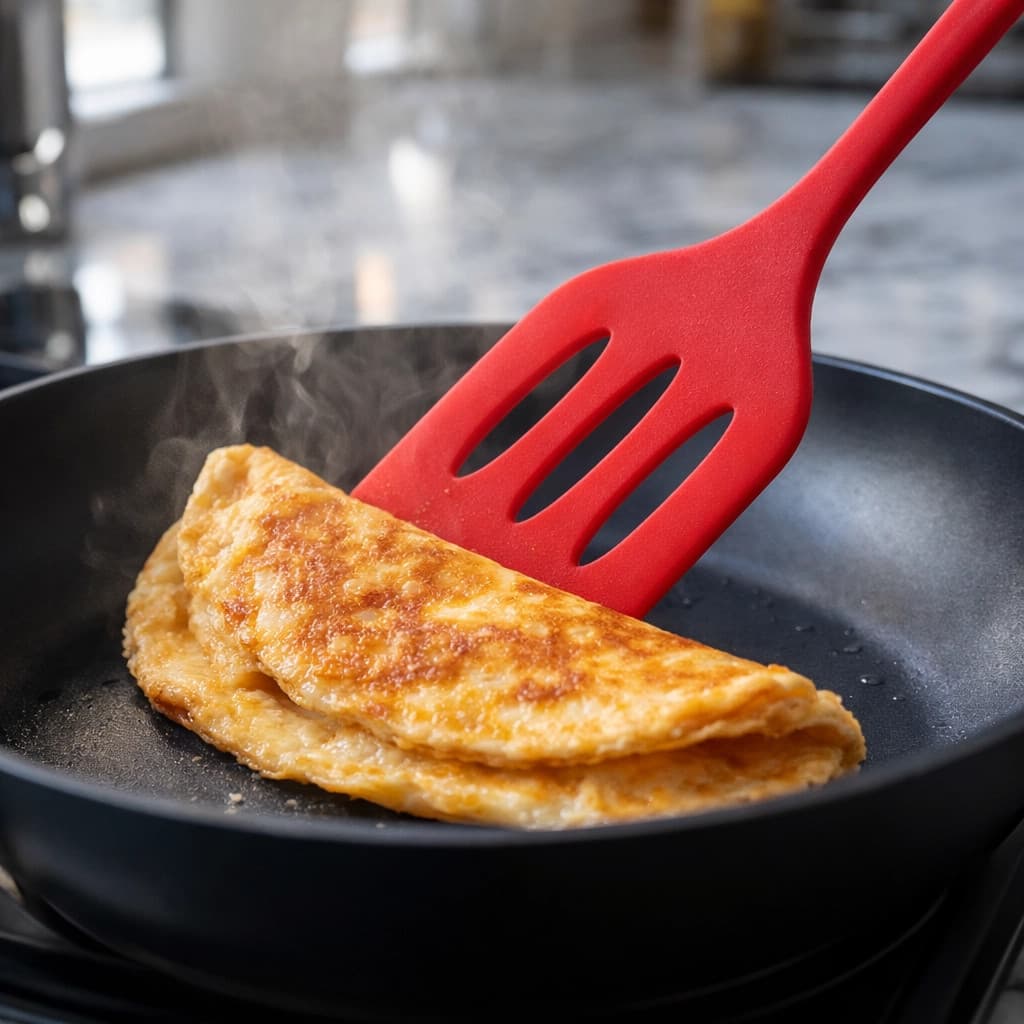 ESCUMADEIRA ESPATULA VAZADA DE SILICONE 30CM VERMELHA RESISTENTE 230°c