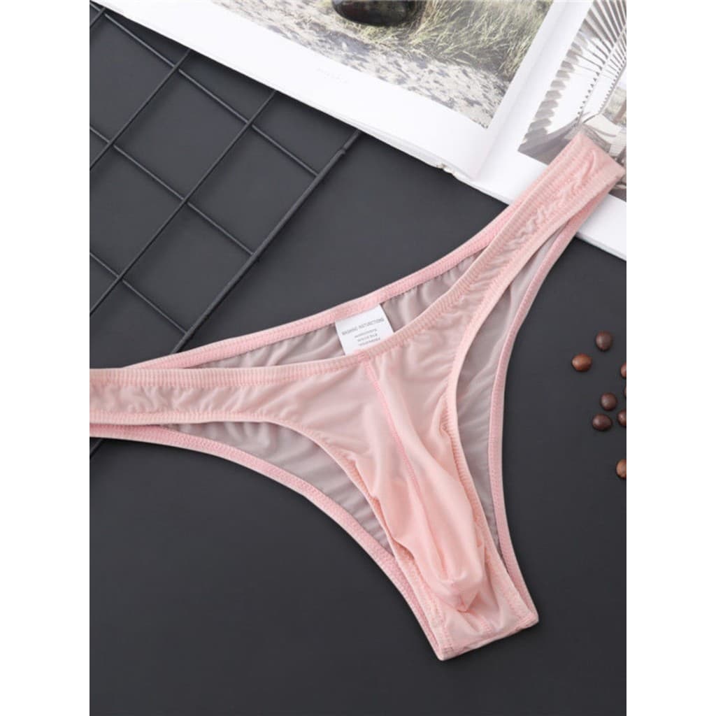 Roupa interior masculina fina U-convexo roupa interior de nariz longo masculino seda gelo sem costura cintura baixa tran