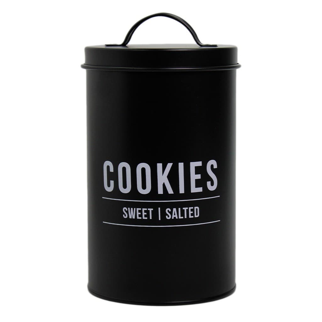Lata Pote Com Tampa Para Biscoito Cookies Bolacha Preto 1,7 Litros