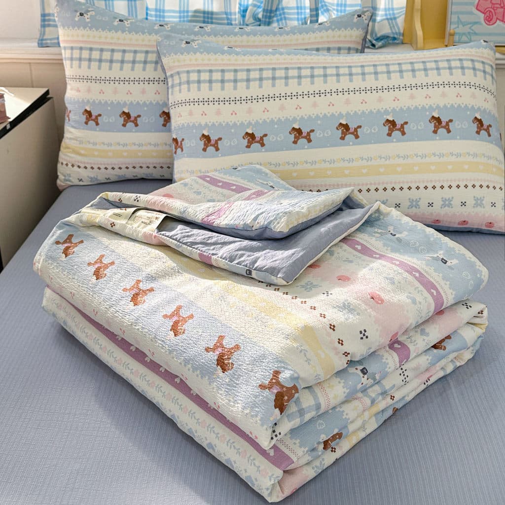 Estilo boêmio Kapok Summer Cool Quilt Conjunto de quatro peças Colcha de verão Colcha de ar condicionado Colcha de algod