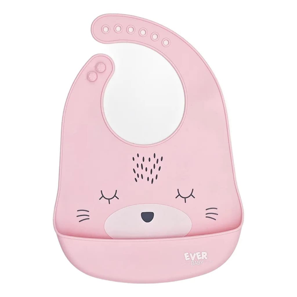 Babador Silicone C/ Pega Migalhas Gatinho Impermeável Everly