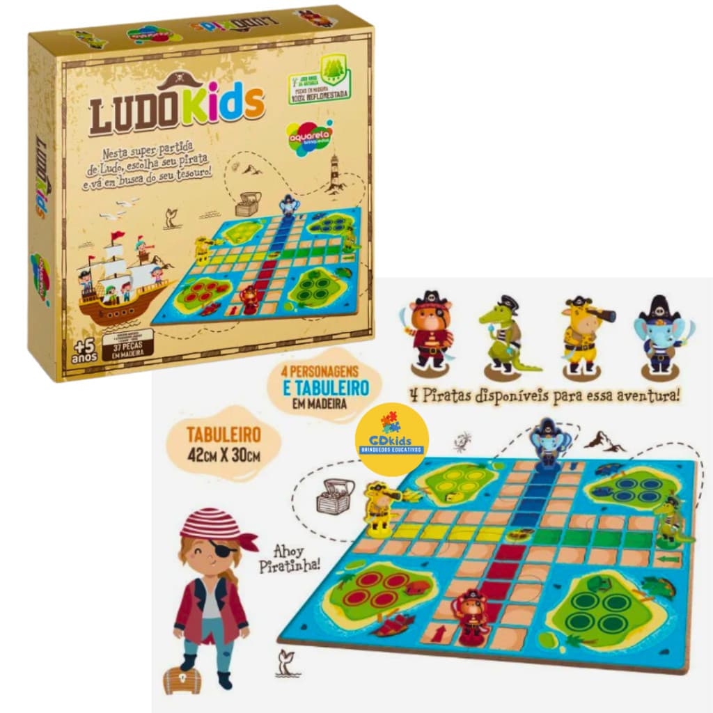 Jogo Ludo Kids em madeira MDF - Aquarela Brinquedos