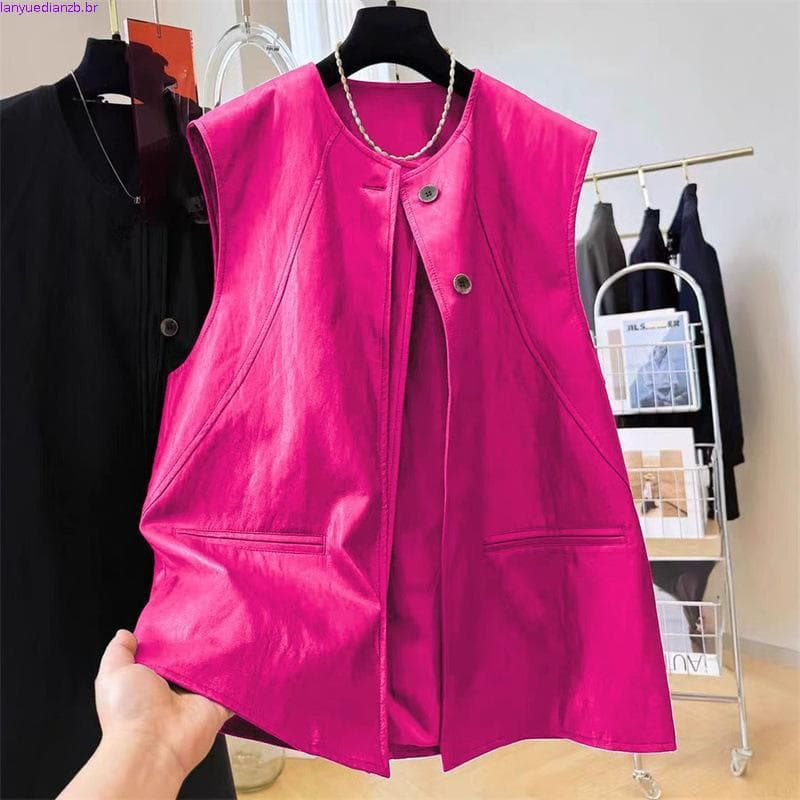 Novo estilo irmã gorda em torno do pescoço sem mangas em camadas colete feminino High-End sentimento tamanho grande solt