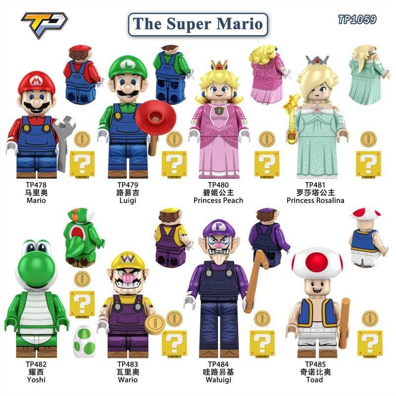 Mario montado blocos de construção minifiguras brinquedos infantis mario montado blocos de construção minifiguras brinqu