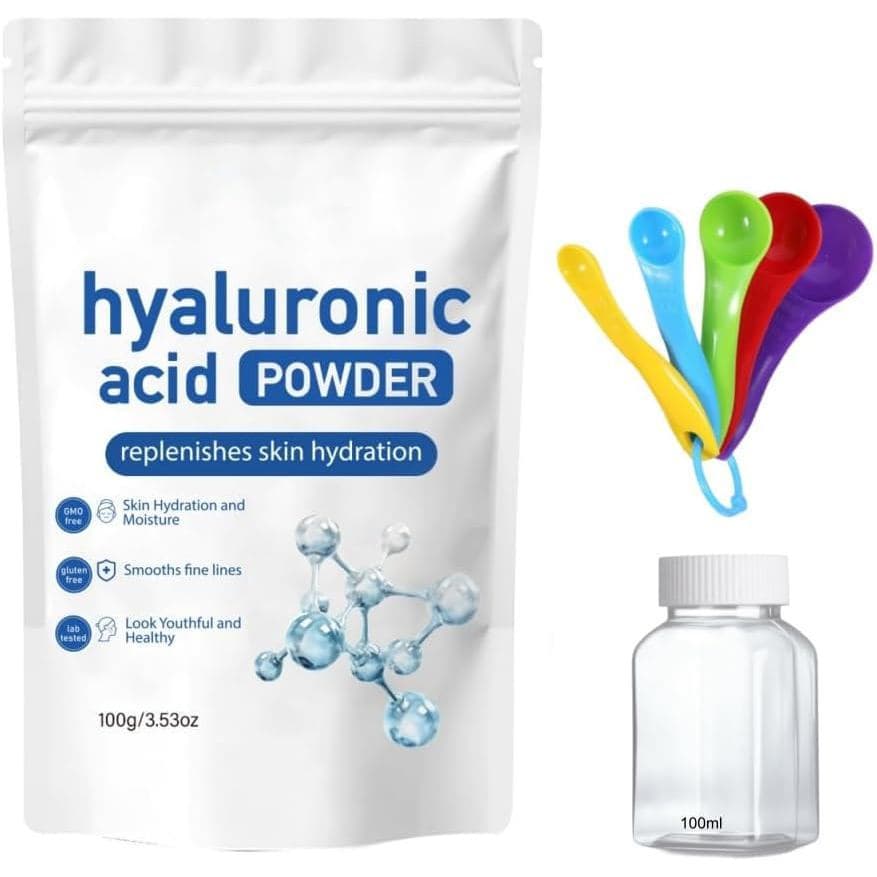 Sérum em Pó de Ácido Hialurônico para o Rosto, 100g, Sérum Facial DIY, Solúvel em Água, Hidratação da Pele e Suporte de