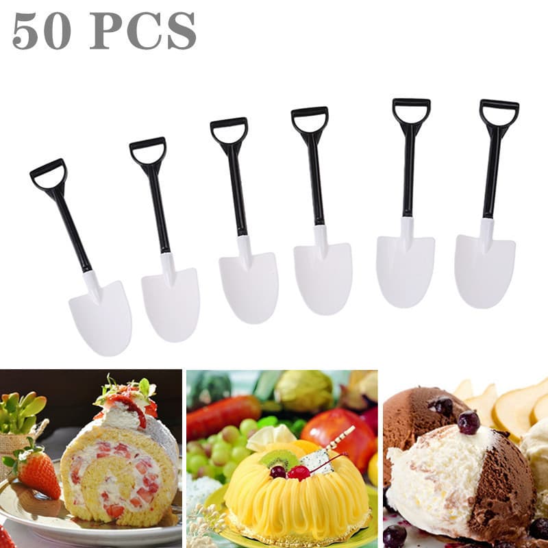 Colher De Sobremesa Mini Pá Bolo De Sorvete Em Vaso Para Crianças Chá Café Descartável Festas 50pcs
