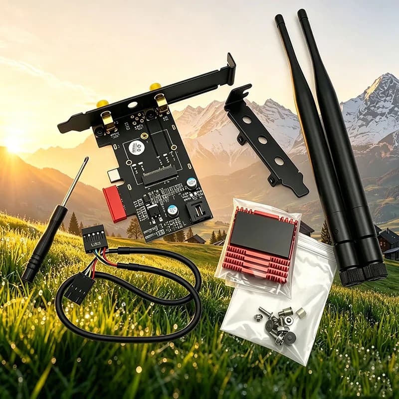Placa Adaptadora PCIe X1 para M.2 WiFi Bluetooth com Dissipador de Calor para Módulos M.2 NGFF A+E Key 3160 3165 7260 72