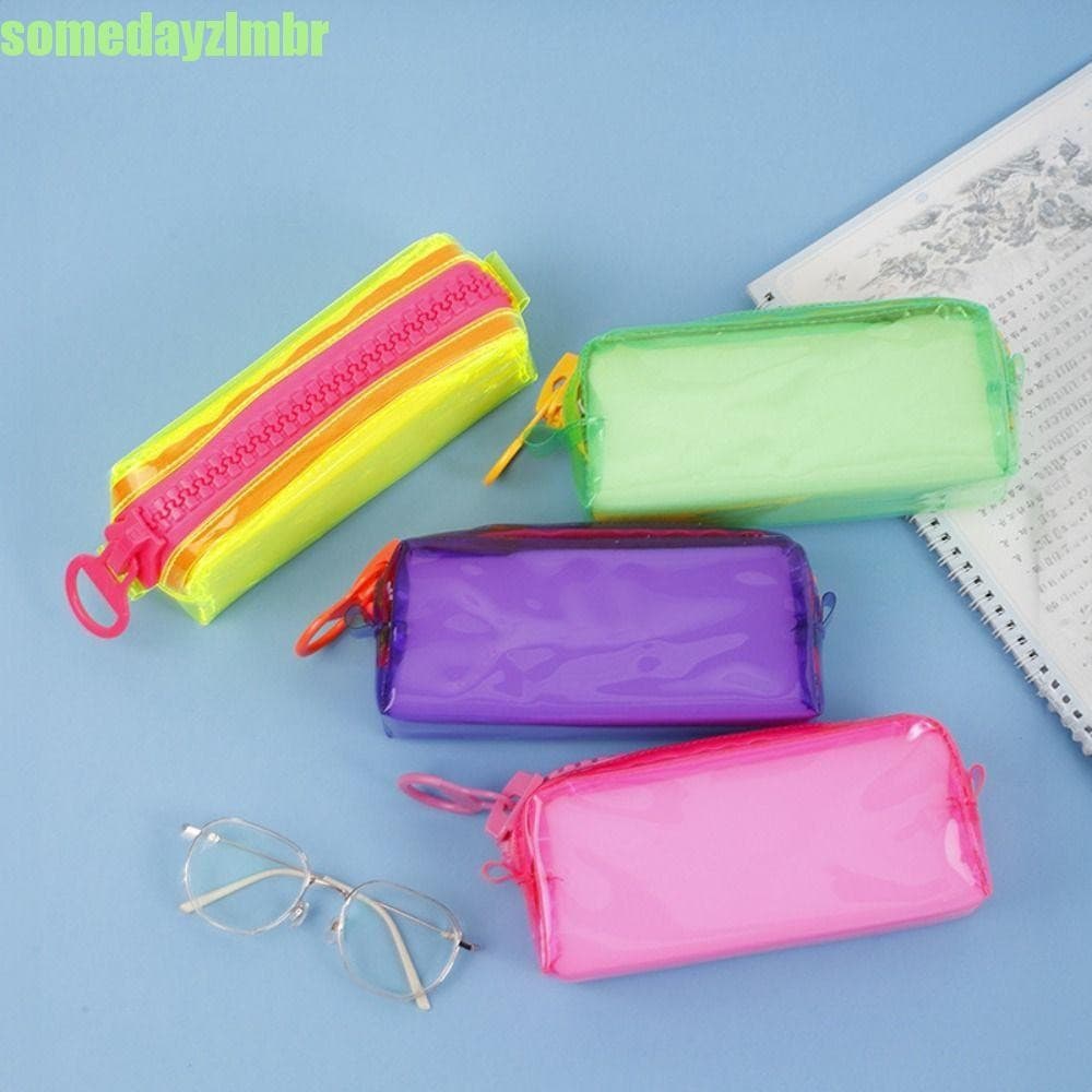 SOMEDAYZL0M Estojo Transparente Com Zíper , Porta-Artigos De Papelaria Caixa De Lápis De Grande Capacidade