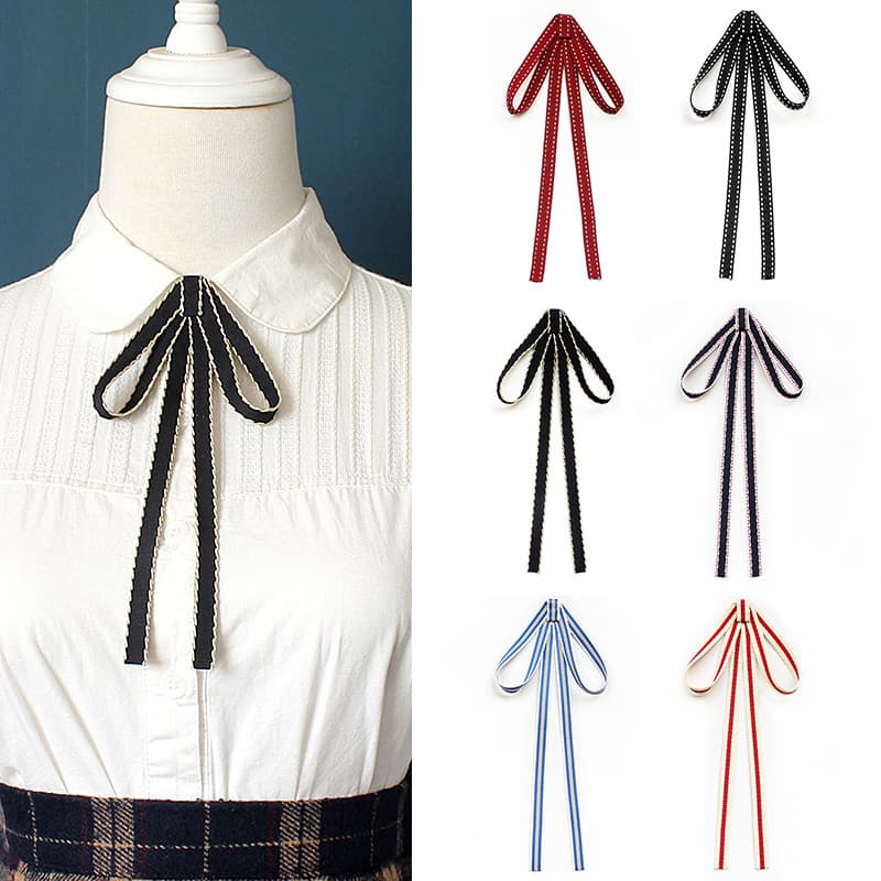 Meninas arco acessórios camisa branca fita Streamer Campus fresco colar flor banco Hotel profissional usar gravata borbo