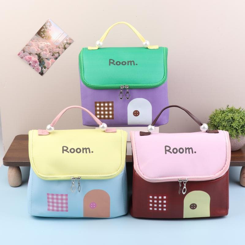 Nécessaire decorativa de peça única, em cores vibrantes e estilo fofo, com grande capacidade e design portátil para arma