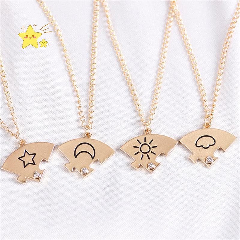 [JBTH] 4 Peças Novo Pingente Redondo Sol Estrela Lua Nelace Moda Melhor Amigo Para Sempre Amizade BFF Gargantilhas Mascu