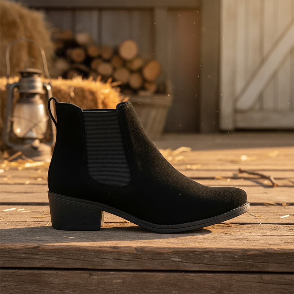 Bota Feminina Chelsea Cano Curto Salto Baixo Bloco Grosso Country Confortável Forrada Elástico Antiderrapante