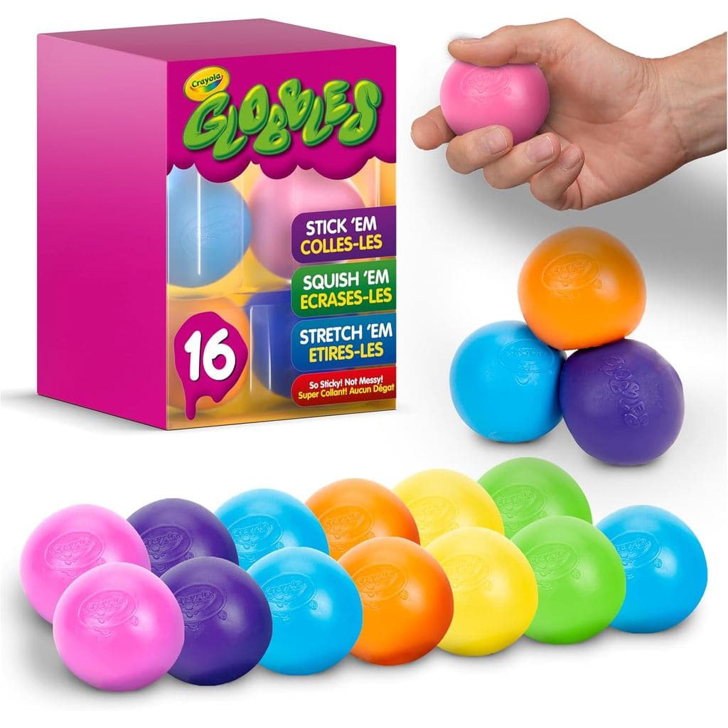 Brinquedos Squishy Crayola Globbles (16 unidades), Bola Antiestresse Pegajosa para Adultos e Crianças, Bolas Macias, Pre