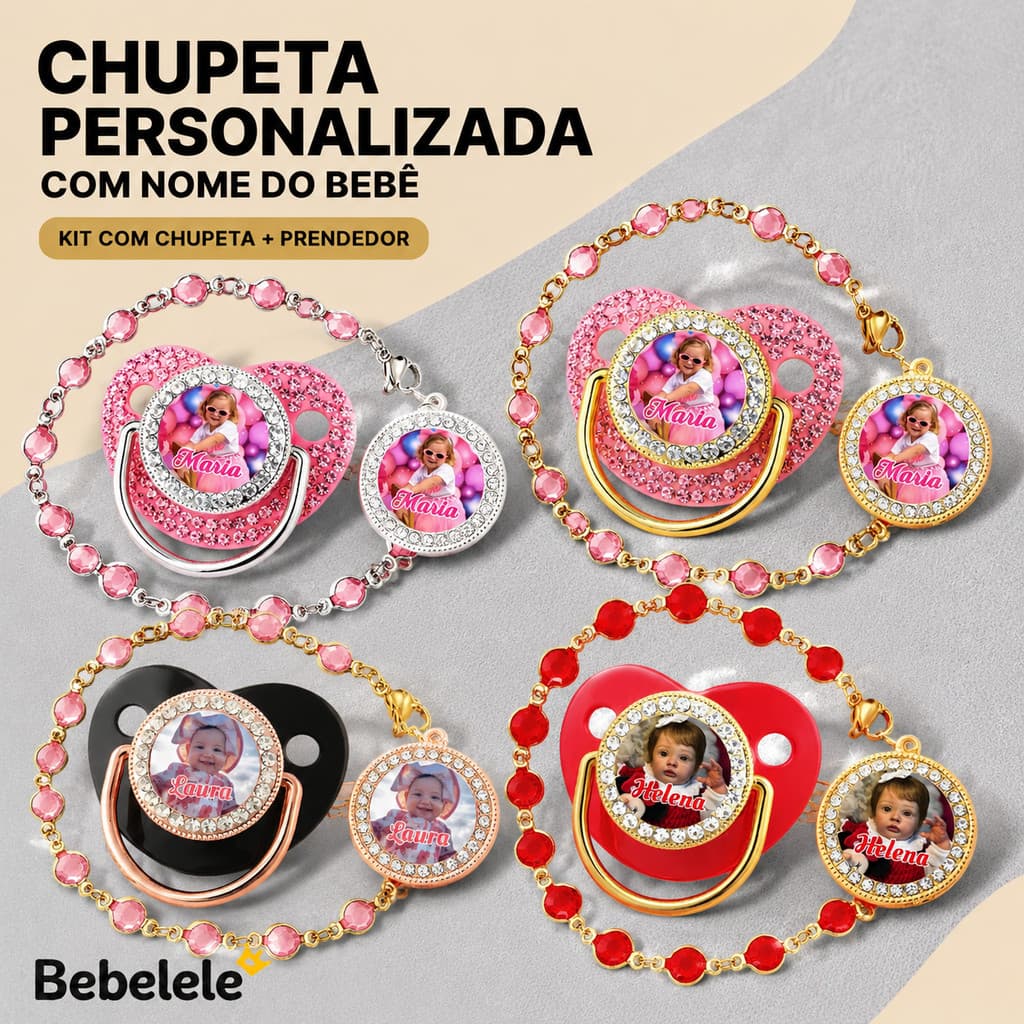 Chupeta para bebês com Foto personalizado do bebê, chupeta de silicone BPA Free