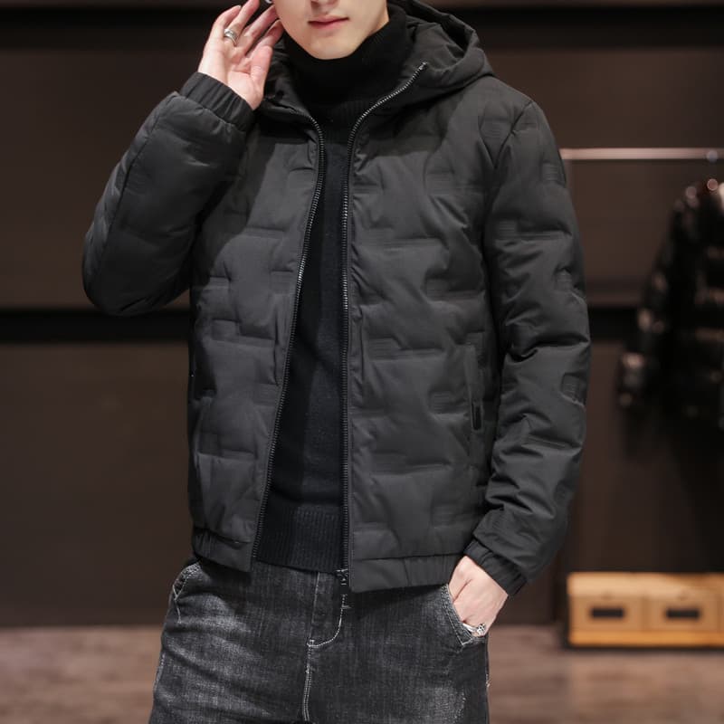 W inverno na moda masculina com capuz acolchoado jaqueta versão coreana magro-ajuste Social cara jaqueta leve na moda ma
