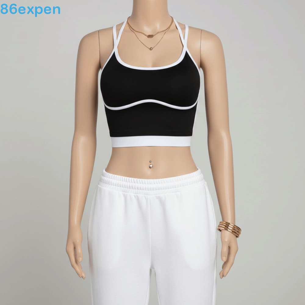 EXPEN1 Regata Esportiva , Acabamento Contrastante , Linda De Sutiã Para Ioga Nas Costas , Bloco De Cores Ajustado , Cole