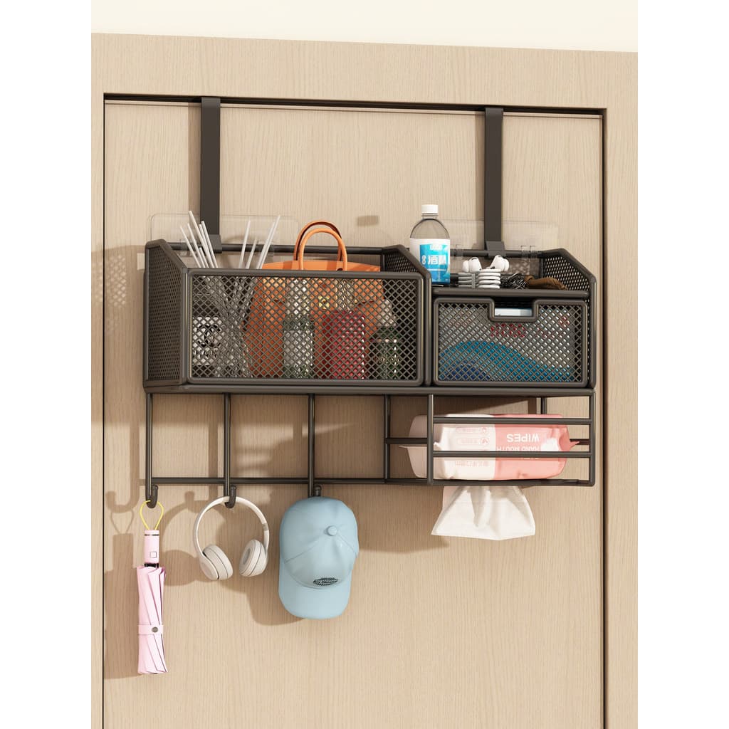 Atrás da porta gancho Rack sem perfuração quarto vestiário saco de armazenamento ferramenta útil cabide multifuncional c
