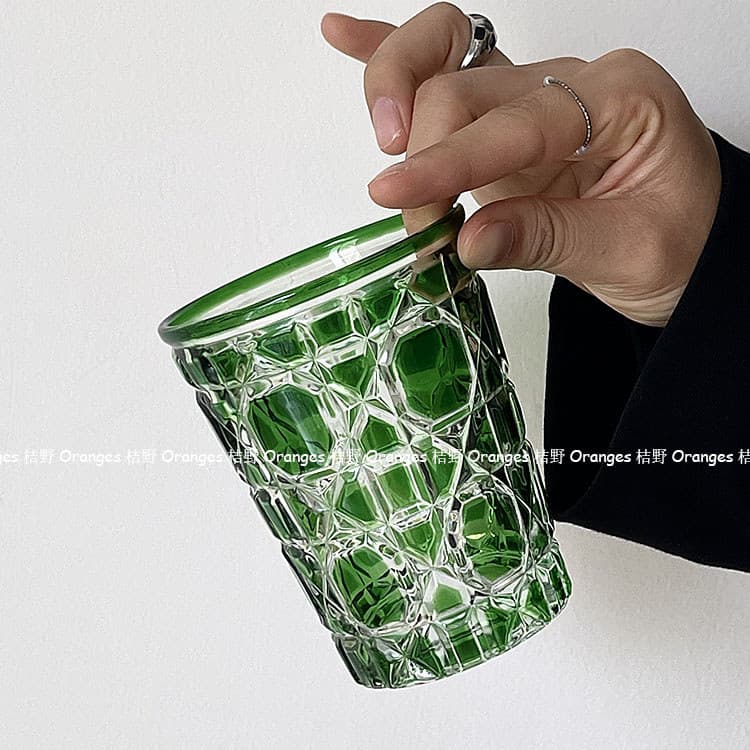 Laranjas nicho esculpido à mão Rattan xadrez cristal vidro água copo de cerveja uísque copo de vinho ocidental