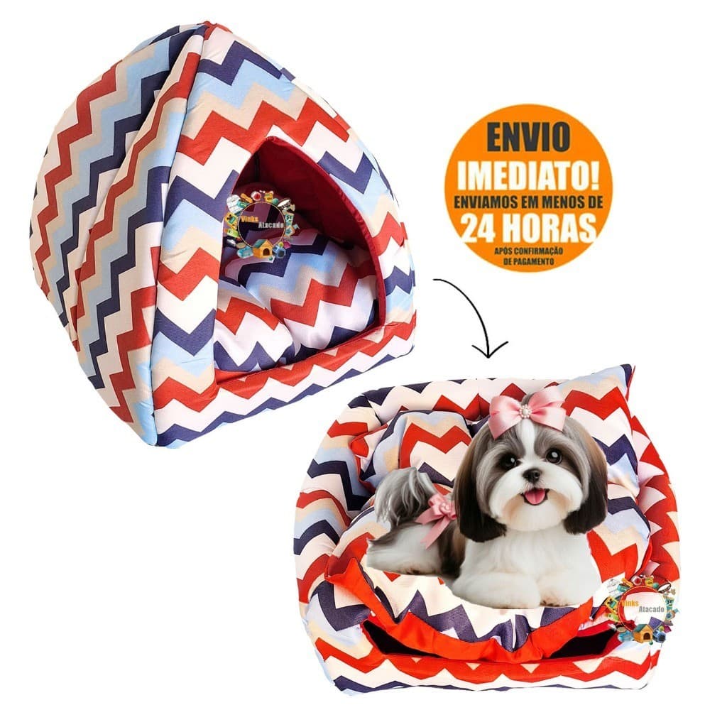 Toca Iglu Cama Caminha Luxo 2 em 1 Almofada Pet Para Yorkshire Shitzu Semelhantes Cachorro Gato 50x45x50
