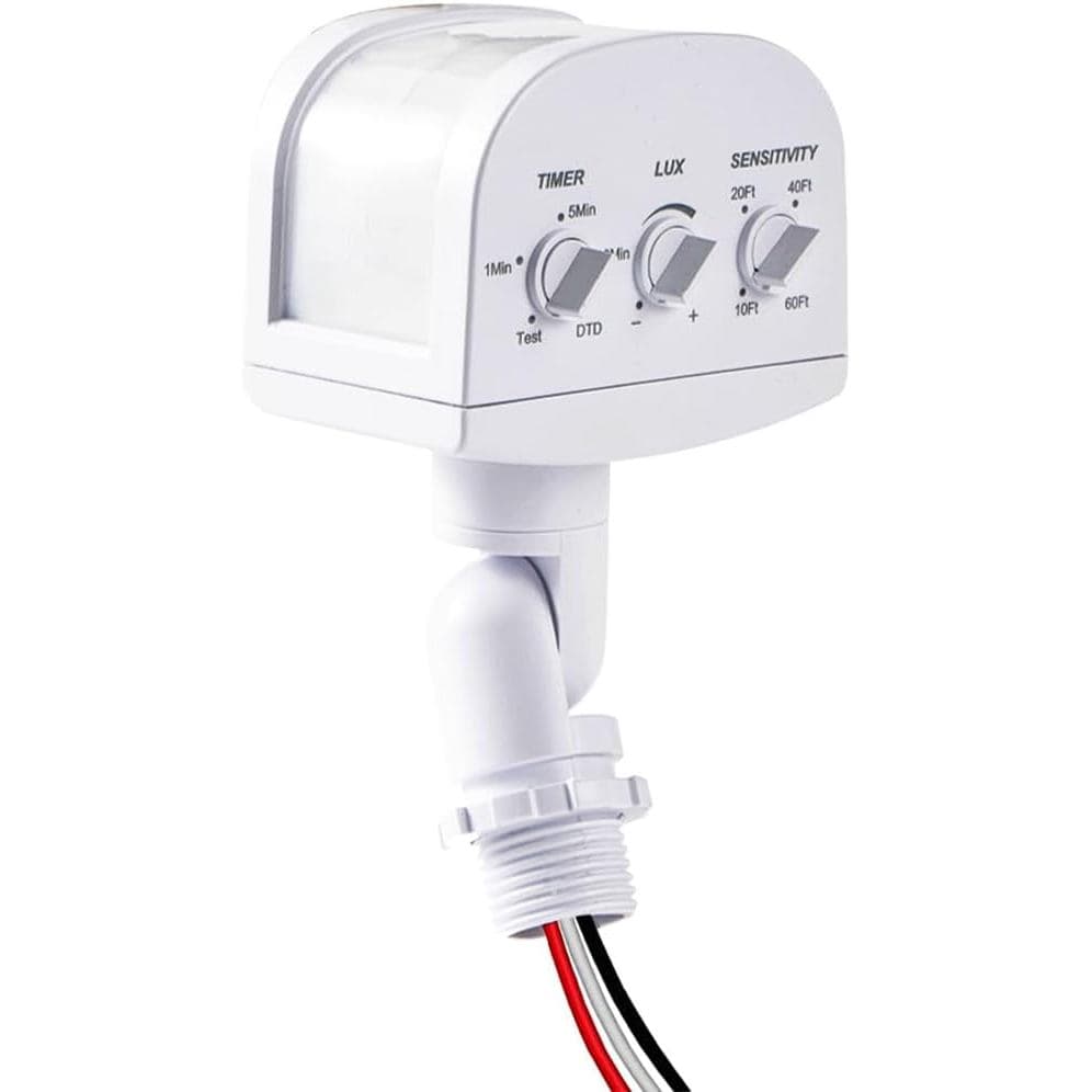 Sensor de Movimento de 240 Graus, Detectores de Movimento Ajustáveis de 5-300LUX do Anoitecer ao Amanhecer, Sensibilidad