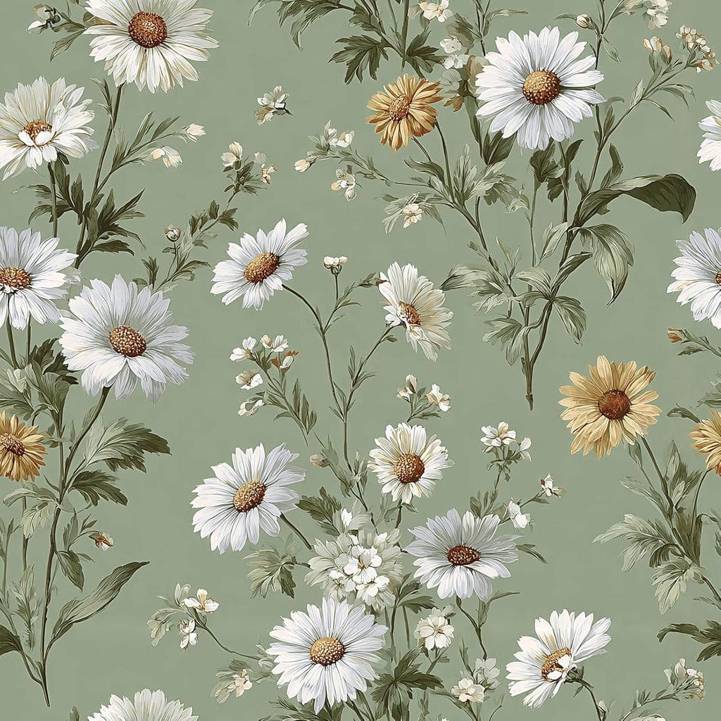 Papel de Parede Floral Autoadesivo Livebor, Papel de Contato Floral Margarida 16.9in x 118.1in, Papel de Parede Floral V