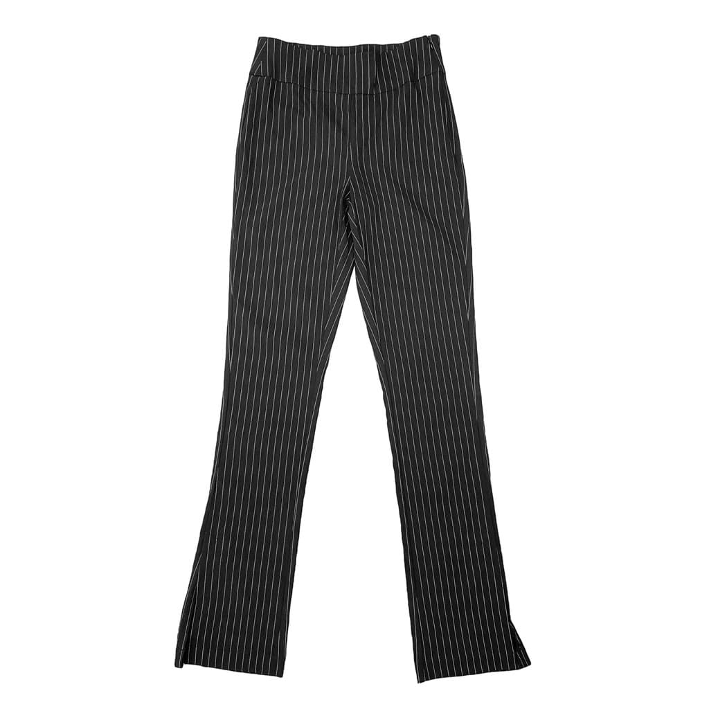 H2287 comércio exterior novo estilo moda zíper lateral riscas calças casuais fino-ajuste mais magro olhar fenda lateral