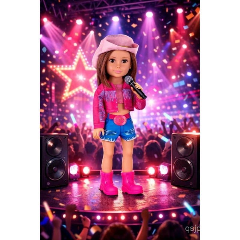 Boneca Ana Country Style Cantora em Vinil 40cm – Com Chapéu, Bota e Cabelo Longo - Country Style