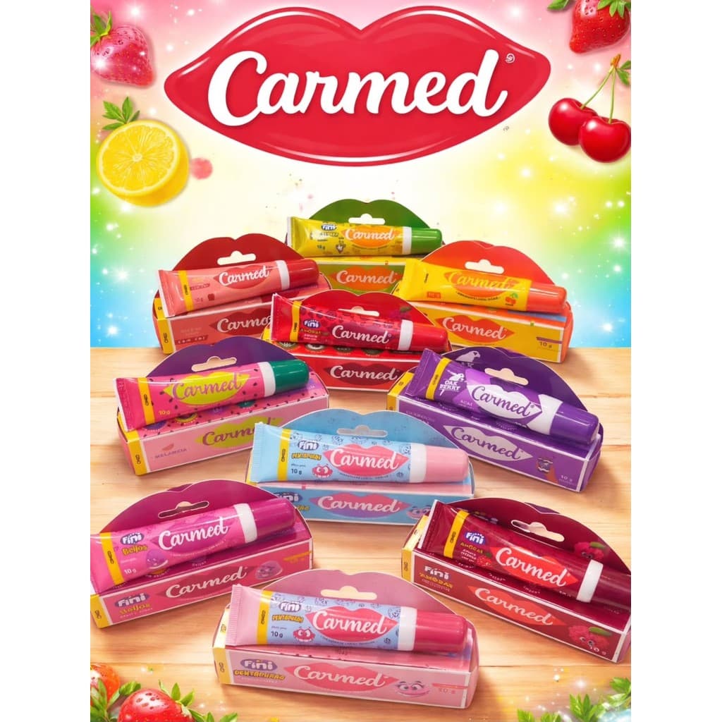 Hidratante Labial Carmed Fini Beijos Dentadura Ana Castela Cereja Beijinho Rosa Glitter