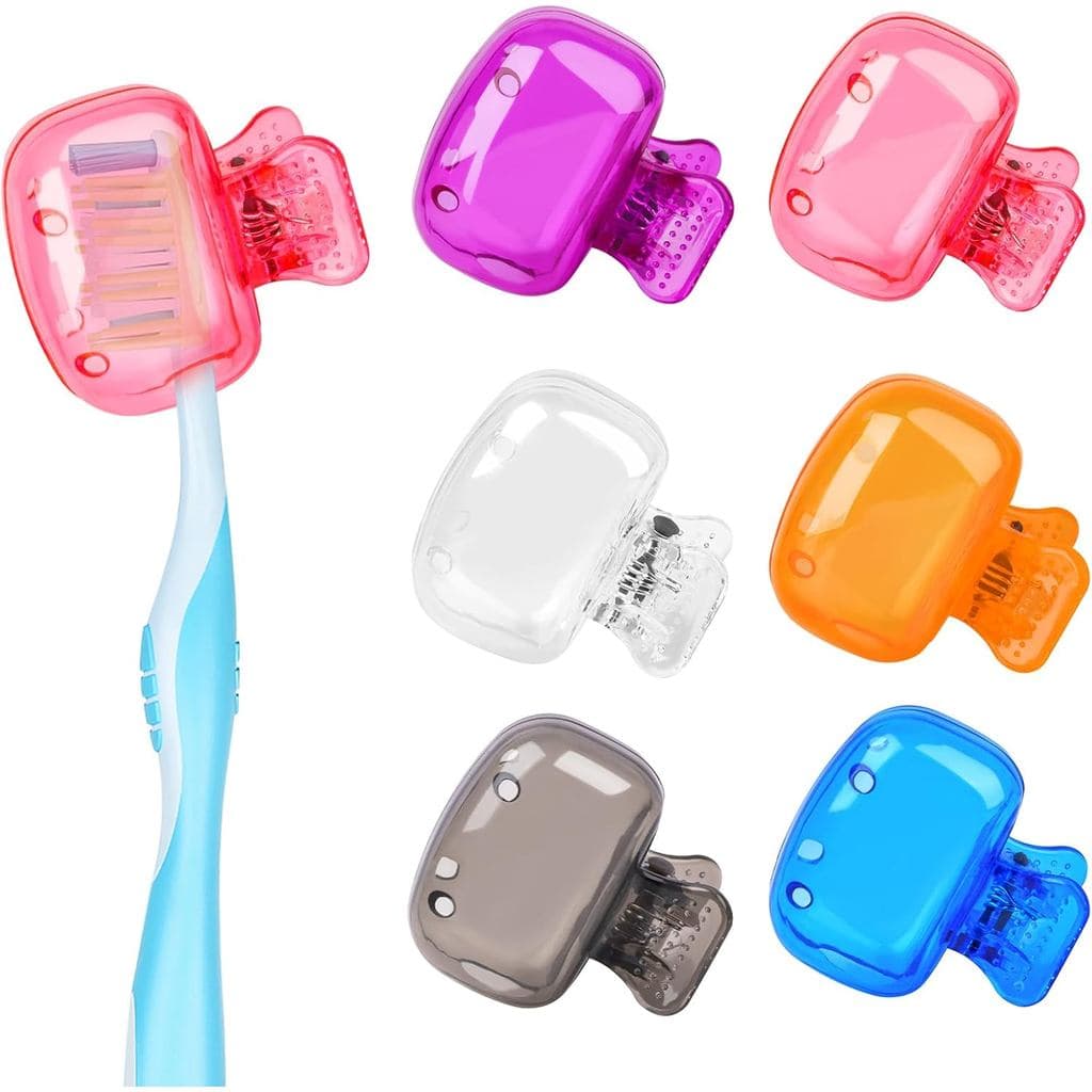 Pacote com 6 Capas Protetoras para Escova de Dentes, Portáteis, com Clipes, para Armazenamento e Proteção da Cabeça da E