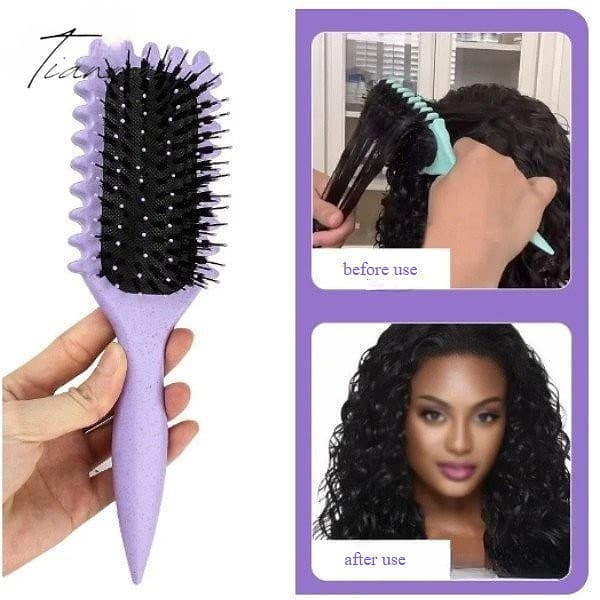 Bounce Curl Define Estilo Escova Desembaraçar Cabelo Pentear Cachos Barbeiro Ferramenta Pente De Dente Apertado