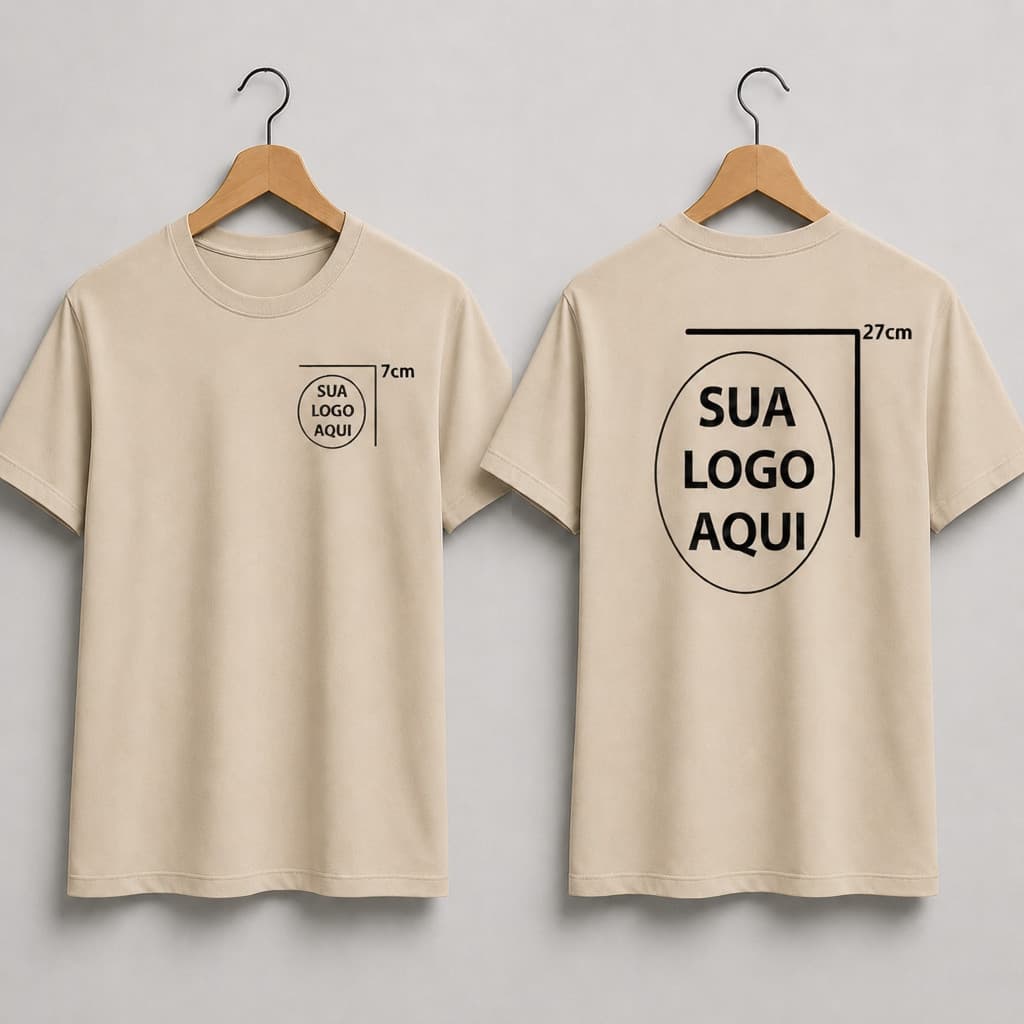 Camiseta T-Shirt Personalizada Unissex com Sua Logo Camisa 100% Algodão Premium Estampa Frente Costa