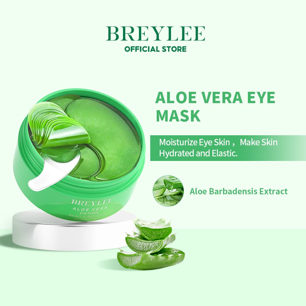 Máscara para os Olhos de Aloe Vera BREYLEE, repara a pele ao redor dos olhos, restaura o brilho da pele dos olhos, cuida