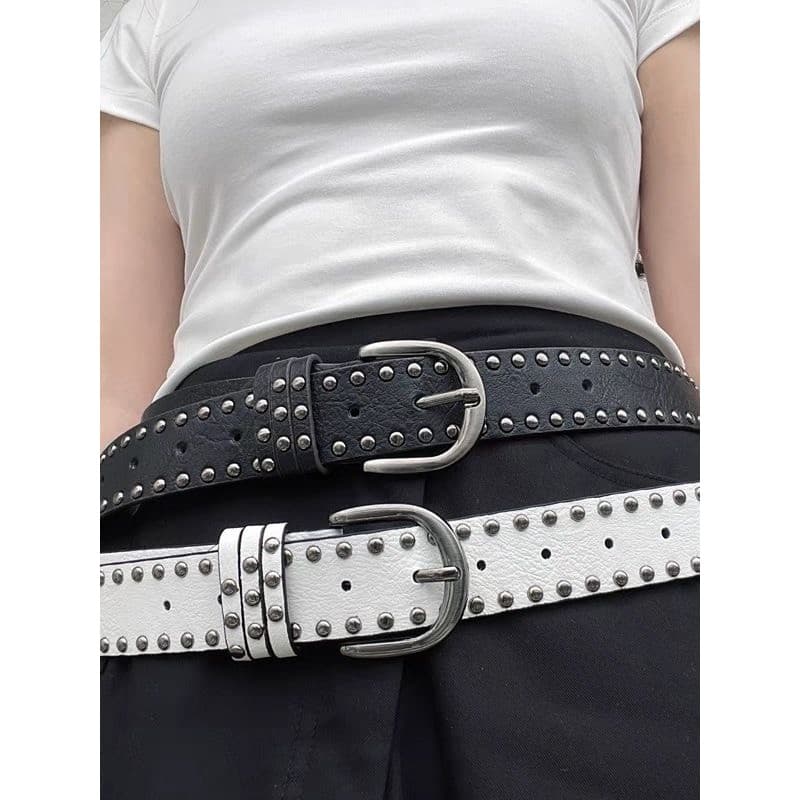 Americano Retro rebite cinto feminino único Punk y2k cinto novo estilo preto All-Match cinto Jeans
