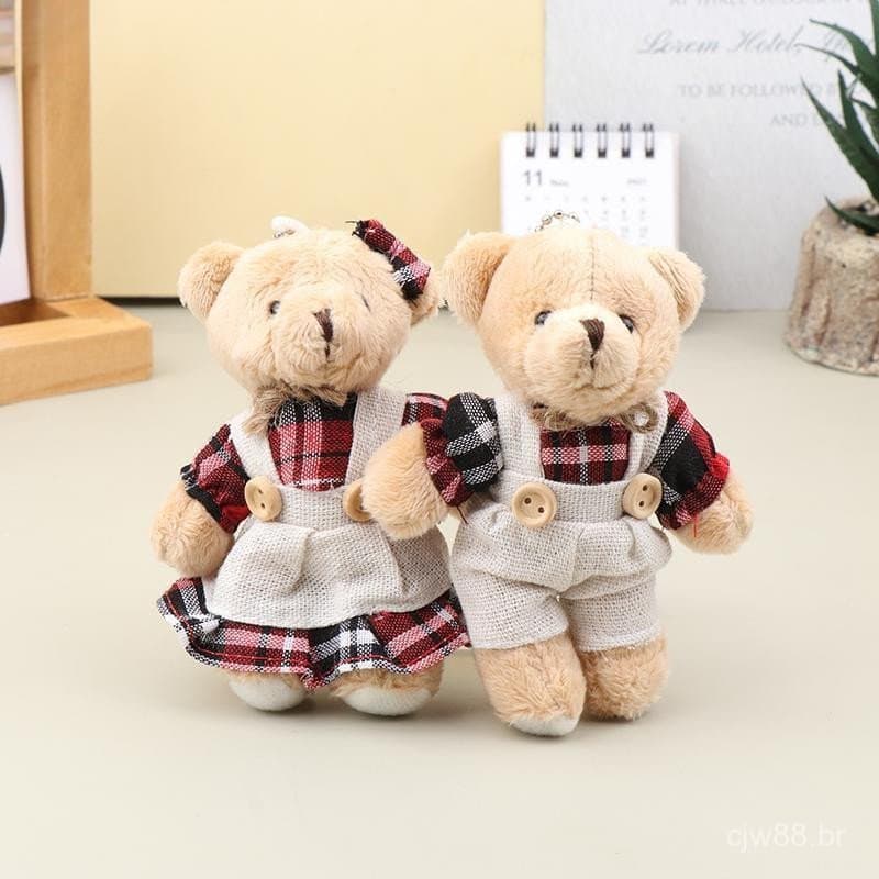 [Rhian] Desenhos Animados Usam Roupas Urso Brinquedo De Pelúcia Chaveiro Soft Boneca Pingente Mochila Carro Bolsa Decora
