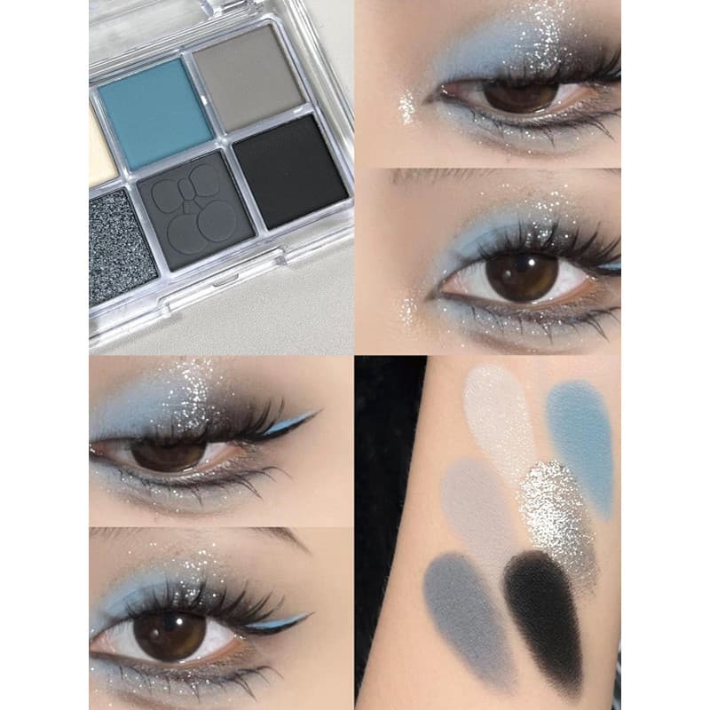 Menina quente seis cores fumado azul paleta de sombra fosco cimento cinza preto perolado piscando tom legal azul pequeno